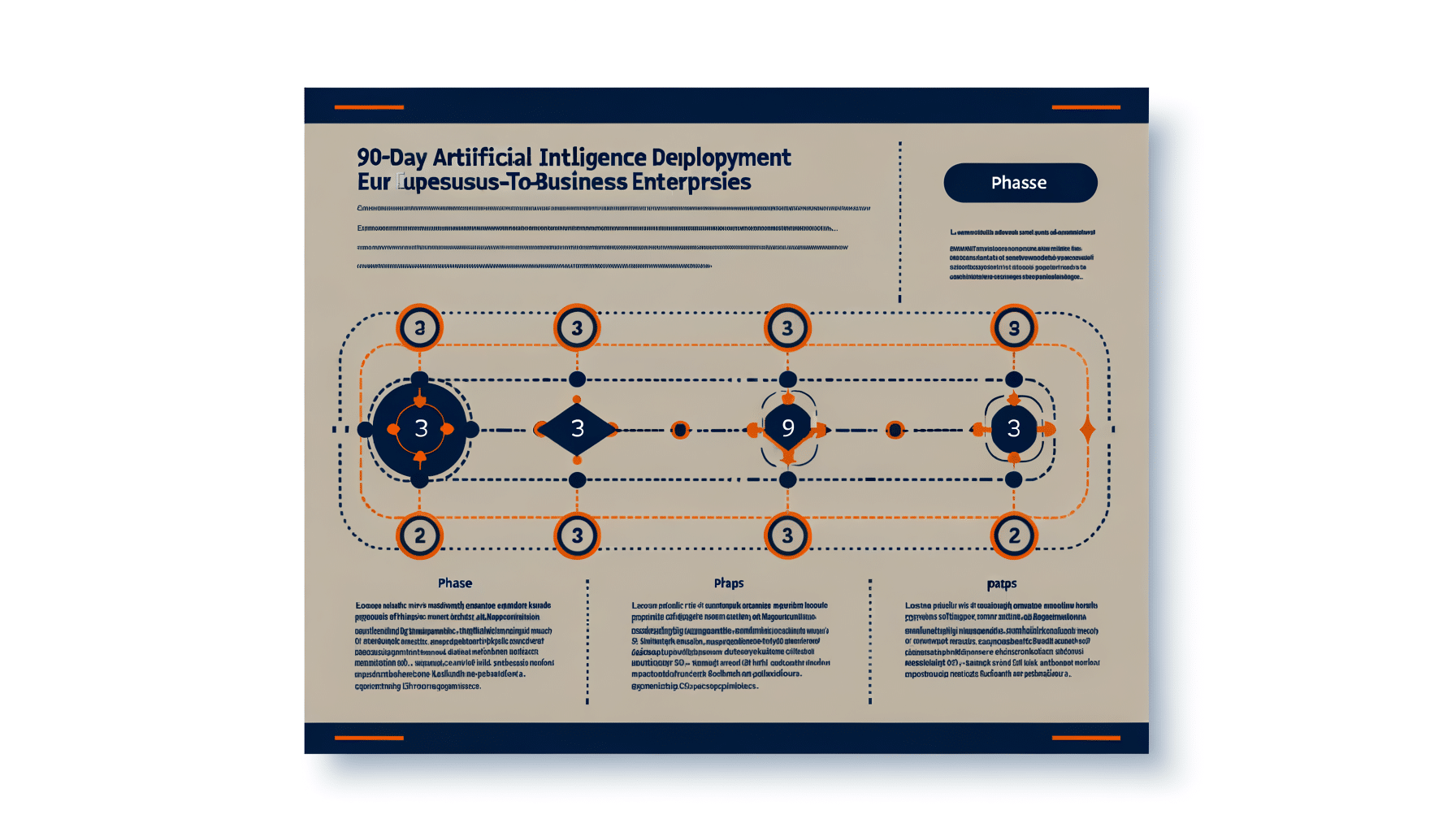 Professional illustration of a 90-day AI deployment timeline for European B2B enterprises