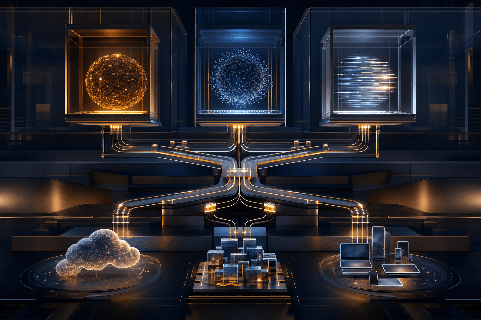 Abstract AI model portfolio routing across cloud, enterprise and edge device layers