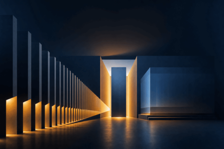 Abstract architecture representing professional services moving from billable hours to verified decision units