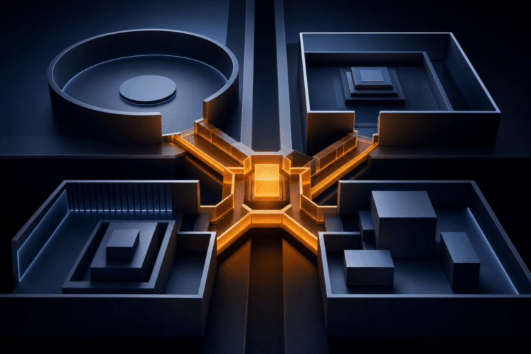 Abstract AI infrastructure architecture divided into controlled trust zones