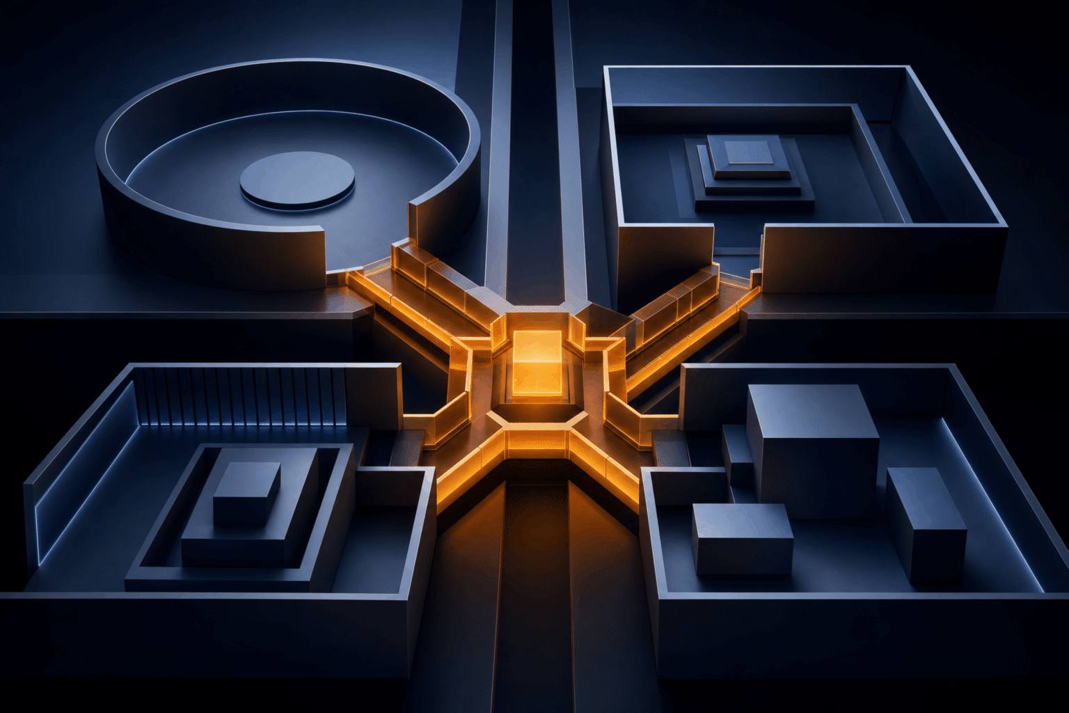 Abstract AI infrastructure architecture divided into controlled trust zones